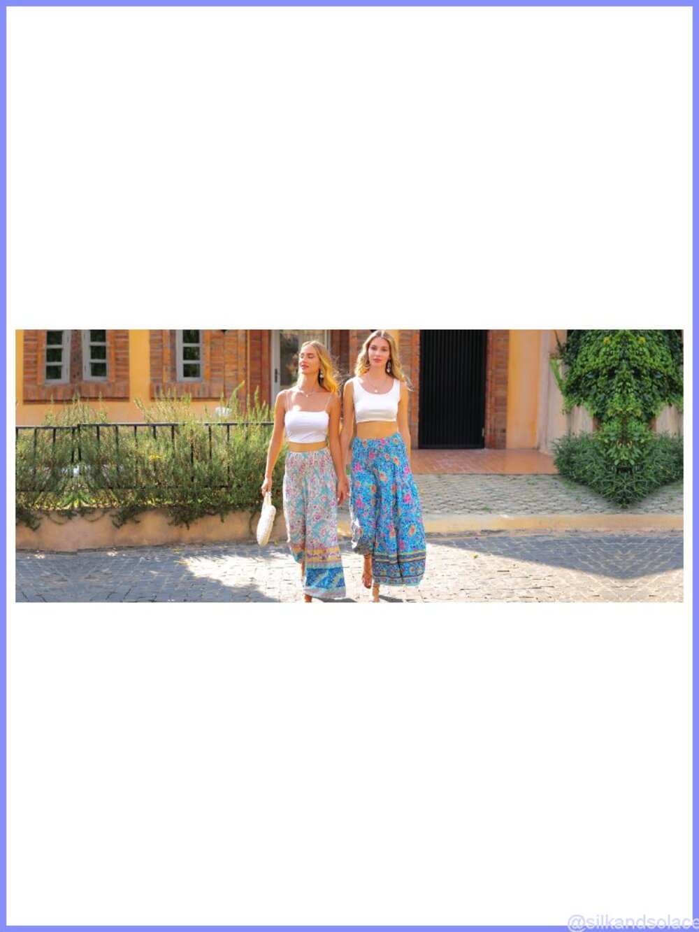 Women's Boho Floral Maxi Skirt High Waist A-Line Pleated Ruffle Beach Vacation - Picture 6 of 6